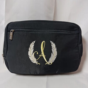 NWT THIRTY ONE Black classic sling bag w/ personalized letter "A" feathers **